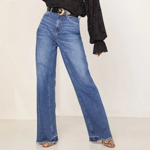 Free People Relaxed Straight Slouch Jeans Raw Hem - Picture 6 of 11